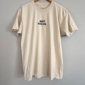 Red eight men’s anti social t shirt size large cream introvert minimalist homebo